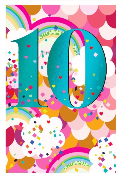 10th Birthday Card Girl Pink Clouds - Highworth Emporium