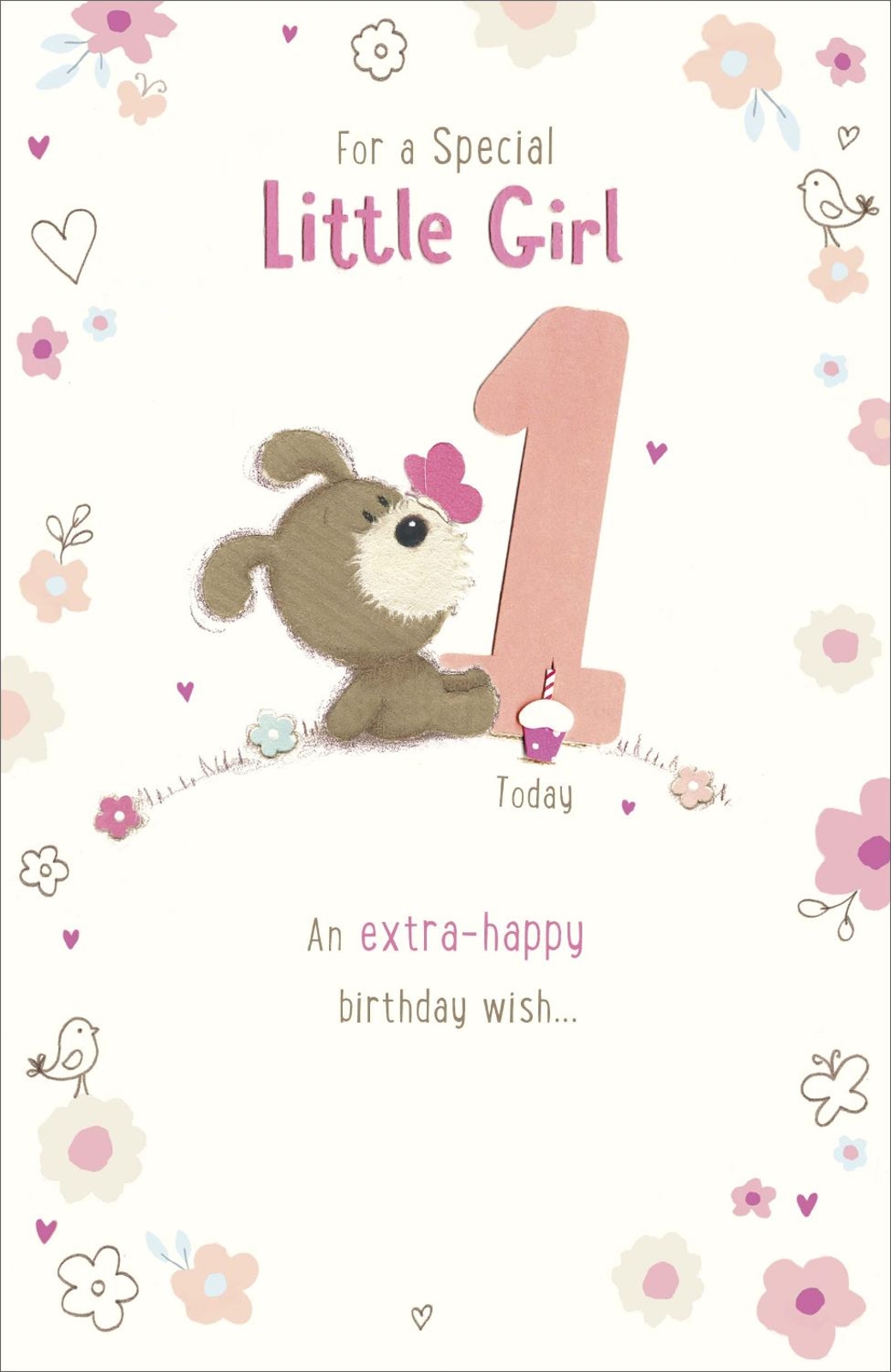 1st Birthday Card Girl Dog Star Party - Highworth Emporium