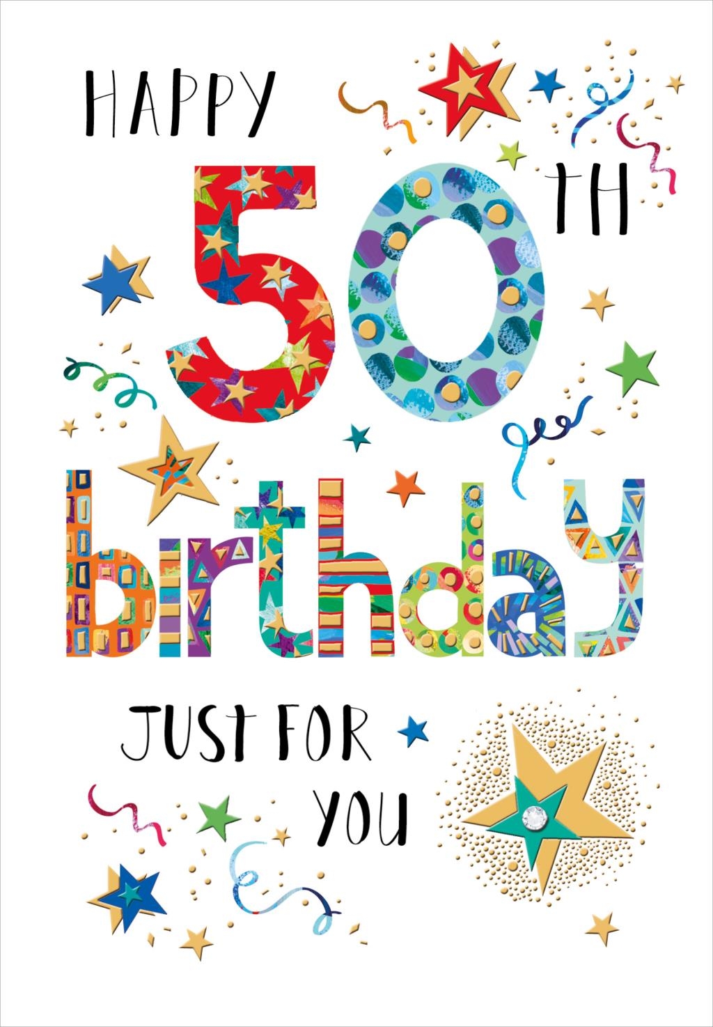 50th Male Birthday Card 50th Birthday Text - Highworth Emporium