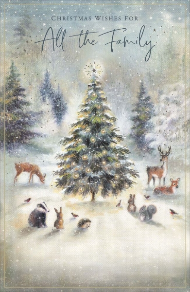 All The Family Christmas Card Winter Animals Around Xmas Tree - Highworth  Emporium
