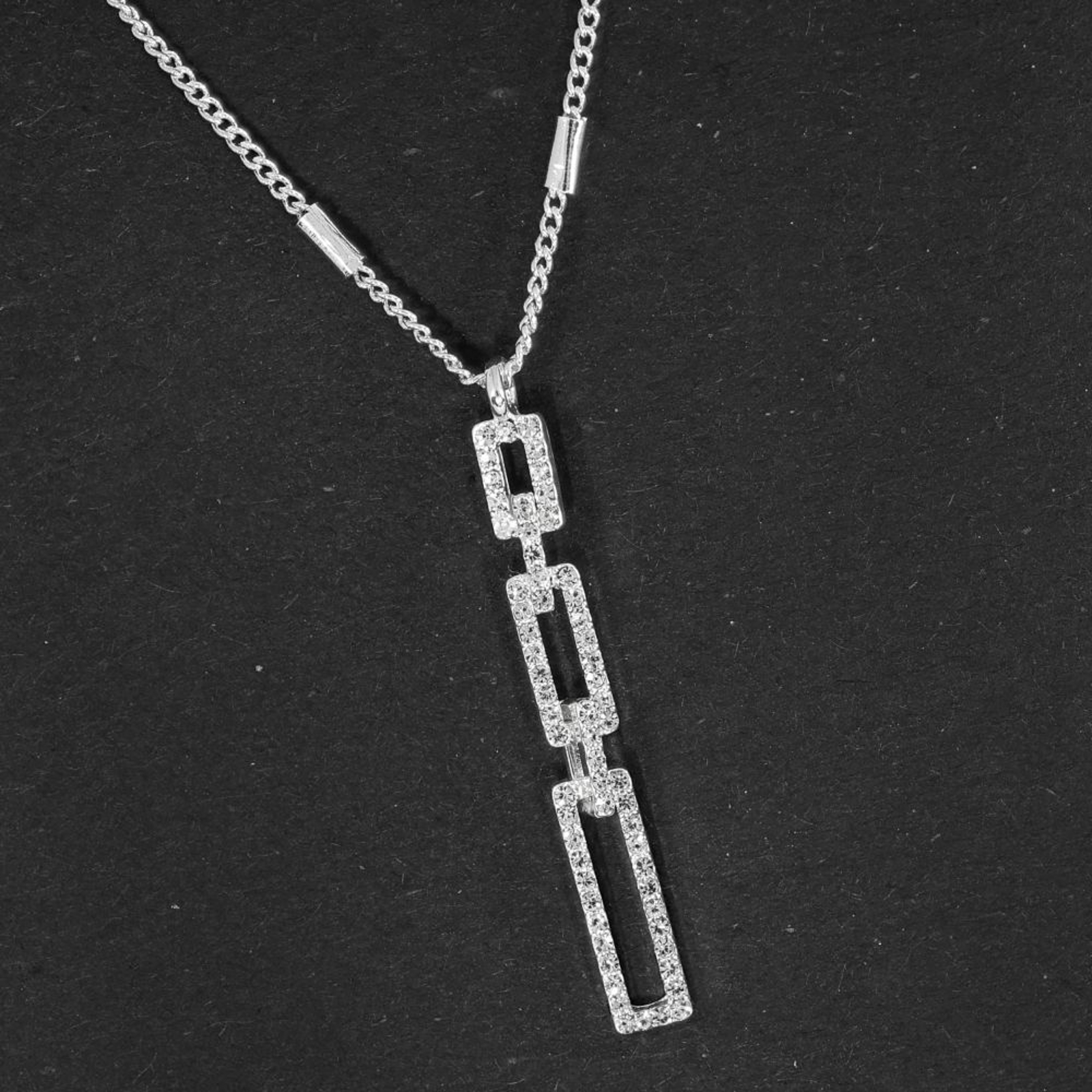 Equilibrium Necklace Modern Rectangle Link Silver Plated - Highworth ...