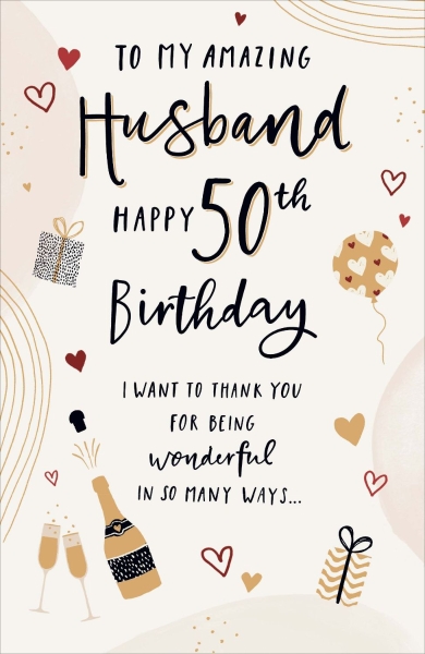 Husband 50th Birthday Card Male Icons - Highworth Emporium