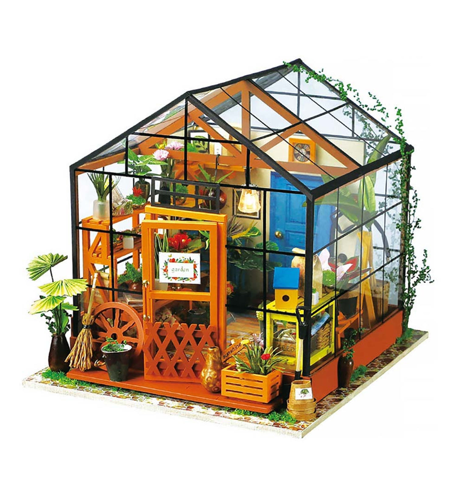 Robotime Interior Design DIY Miniature Greenhouse Cathys Flower House 